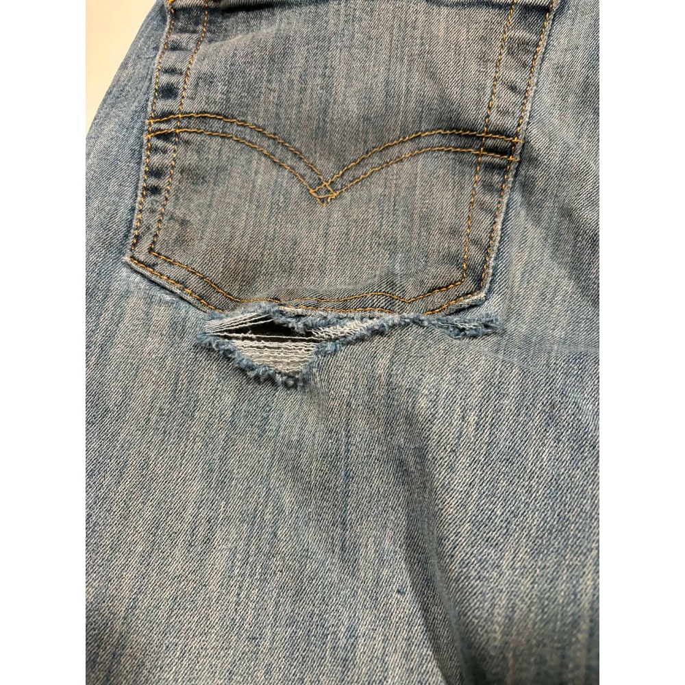 Levis 511 Slim Fit Mens Blue Jeans Medium Wash 34x30 Distressed Rip - Picture 7 of 8
